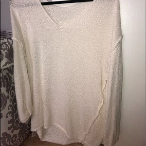 oversized white v neck sweater